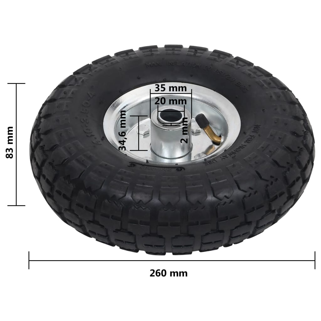 Steekwagenwielen 4,10/3,50-4 (260x83) rubber 2 st is nu te koop bij PeponiXL, paradijselijk wonen!
