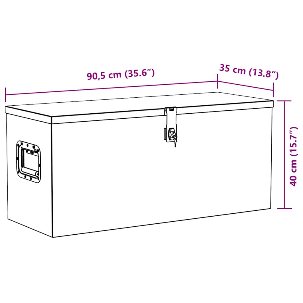 Opbergkist 90,5x35x40 cm aluminium zilverkleurig is nu te koop bij PeponiXL, paradijselijk wonen!