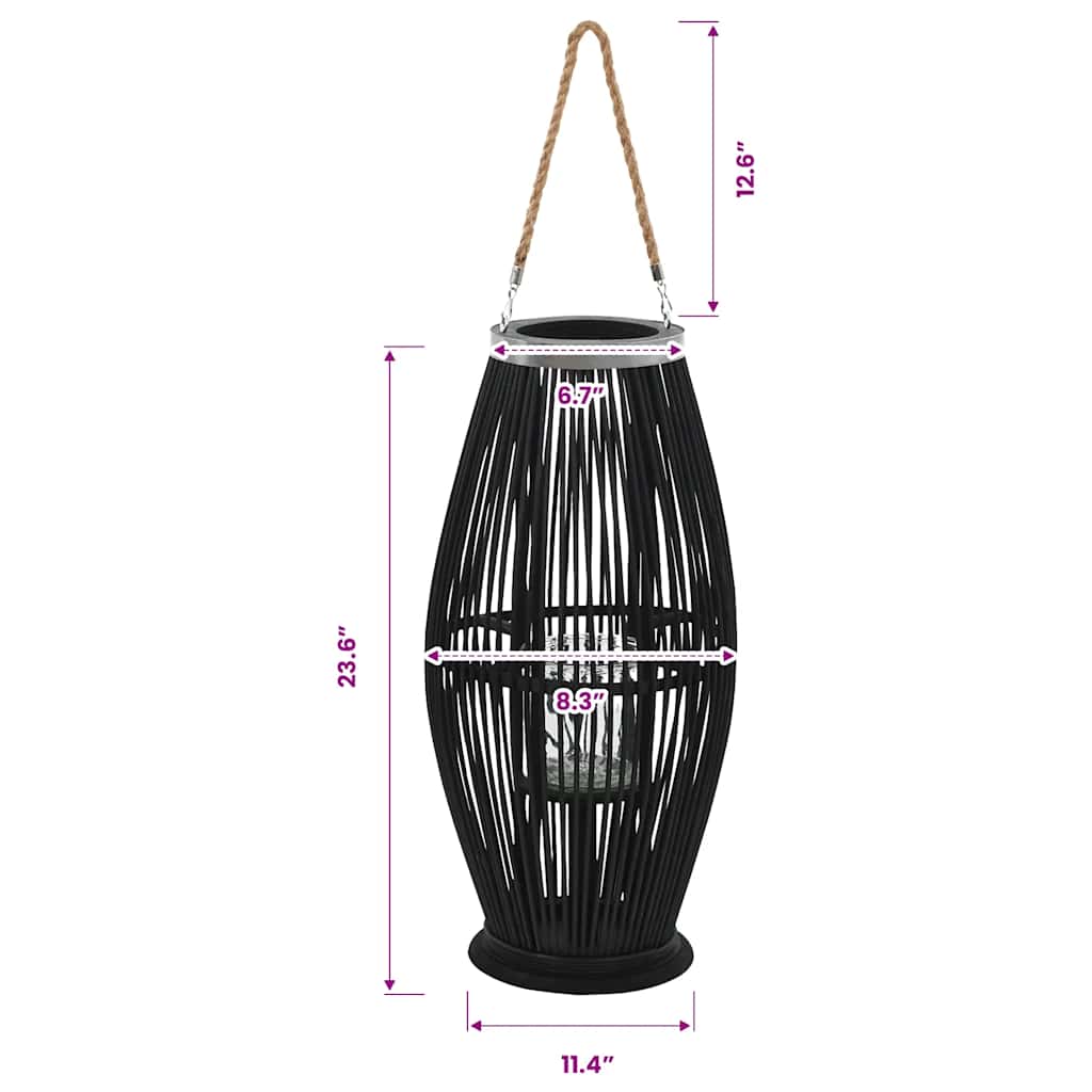 Lantaarnhouder hangend 60 cm bamboe zwart is nu te koop bij PeponiXL, paradijselijk wonen!