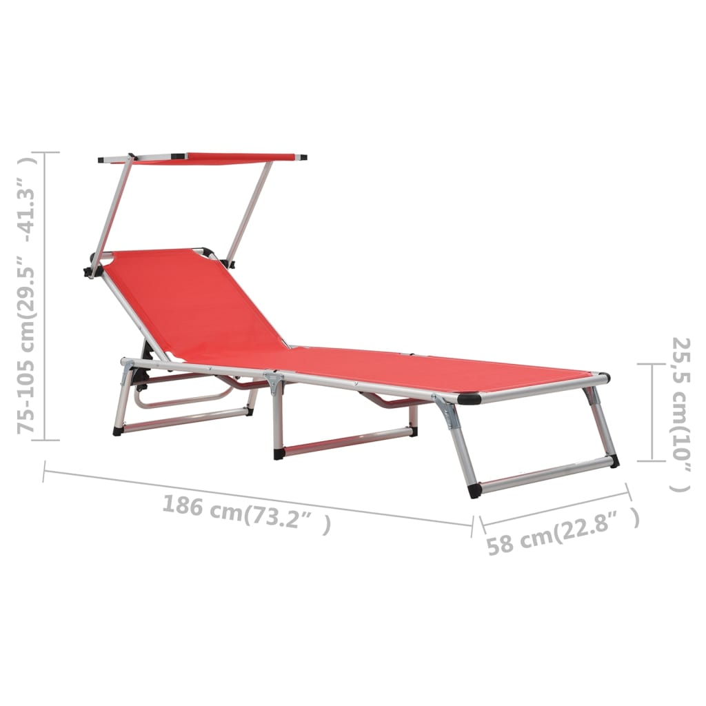 Ligbed inklapbaar met dak aluminium en textileen rood is nu te koop bij PeponiXL, paradijselijk wonen!