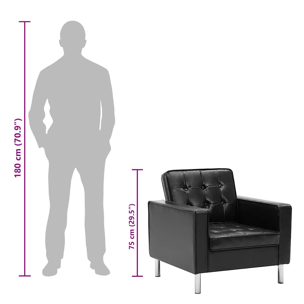 Fauteuil zwart 75x70x75 cm kunstleer is nu te koop bij PeponiXL, paradijselijk wonen!