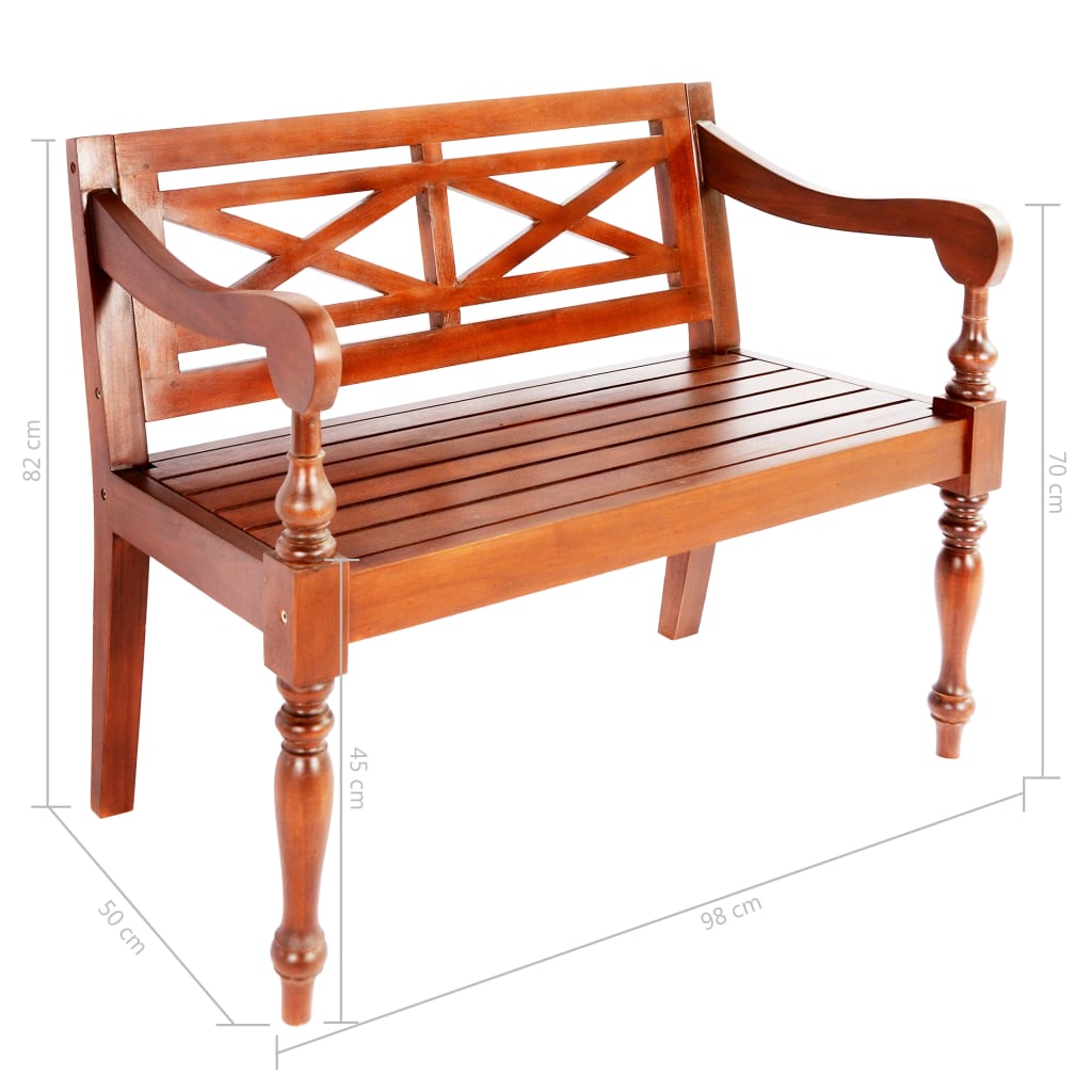 Bank Batavia 98 cm massief mahoniehout donkerbruin is nu te koop bij PeponiXL, paradijselijk wonen!
