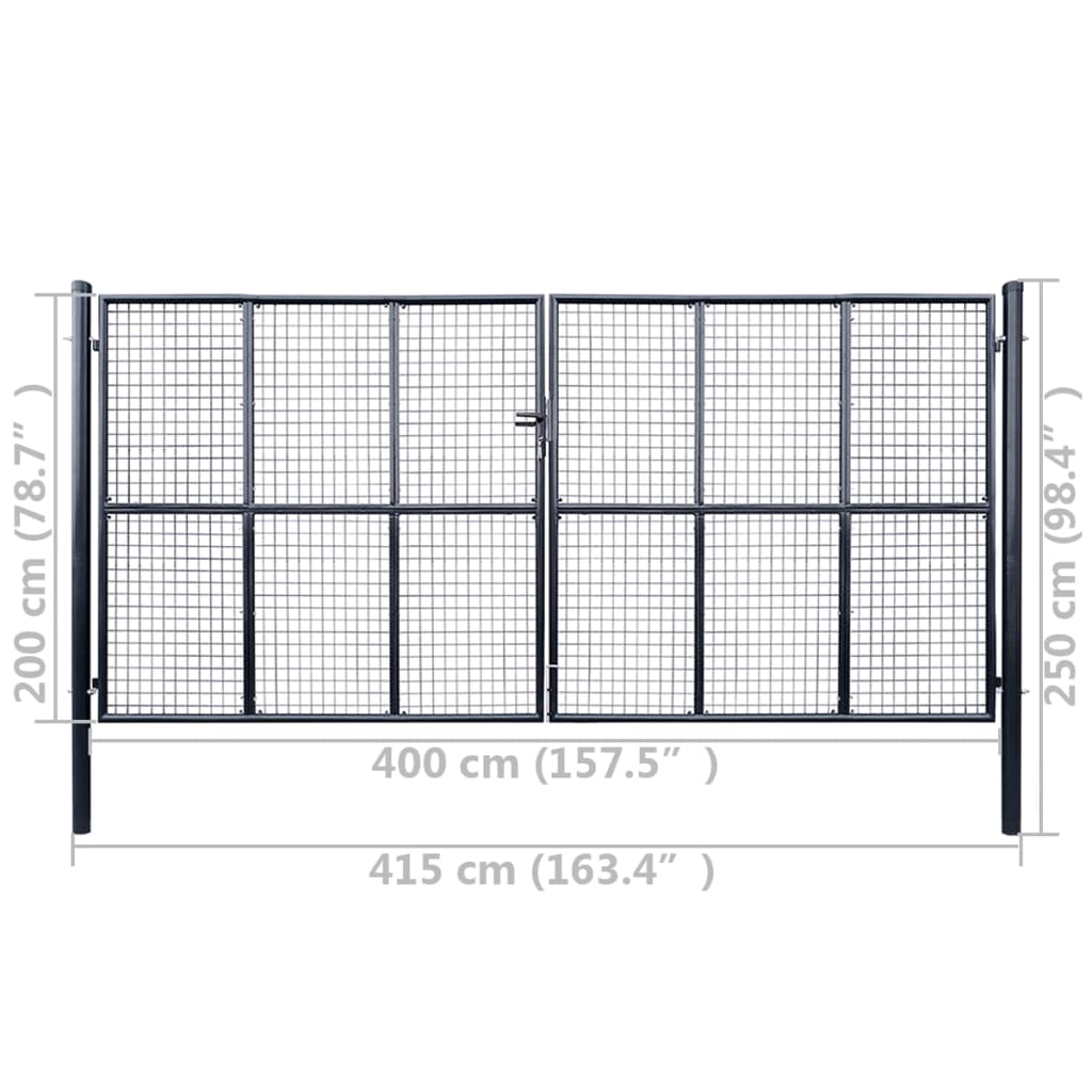 Tuinhek van gaas gegalvaniseerd staal 400x200 cm grijs is nu te koop bij PeponiXL, paradijselijk wonen!