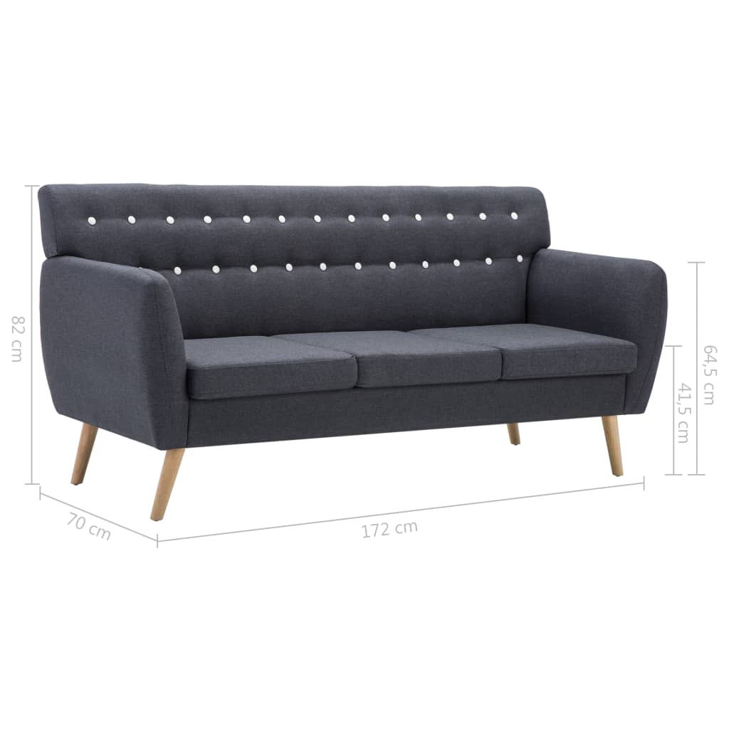Driezitsbank 172x70x82 cm stof donkergrijs is nu te koop bij PeponiXL, paradijselijk wonen!