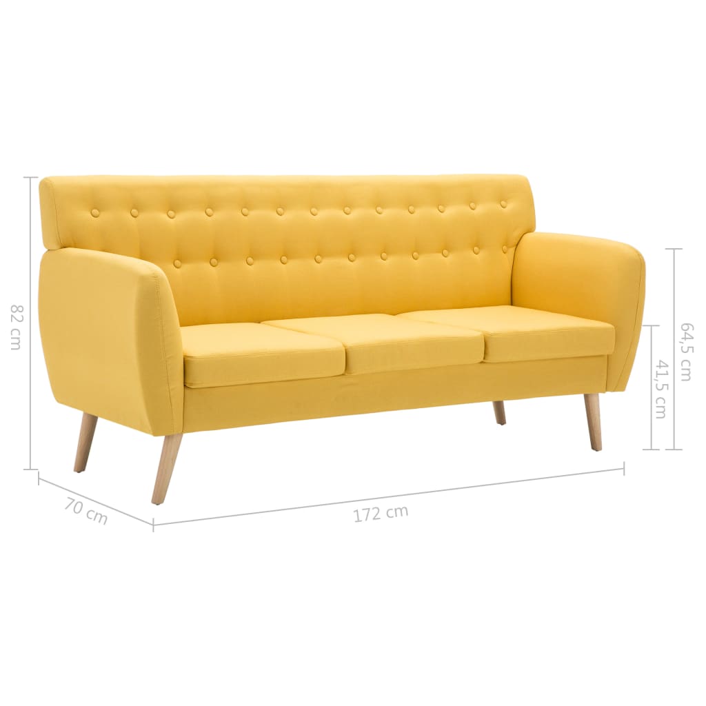 Driezitsbank 172x70x82 cm stof geel is nu te koop bij PeponiXL, paradijselijk wonen!