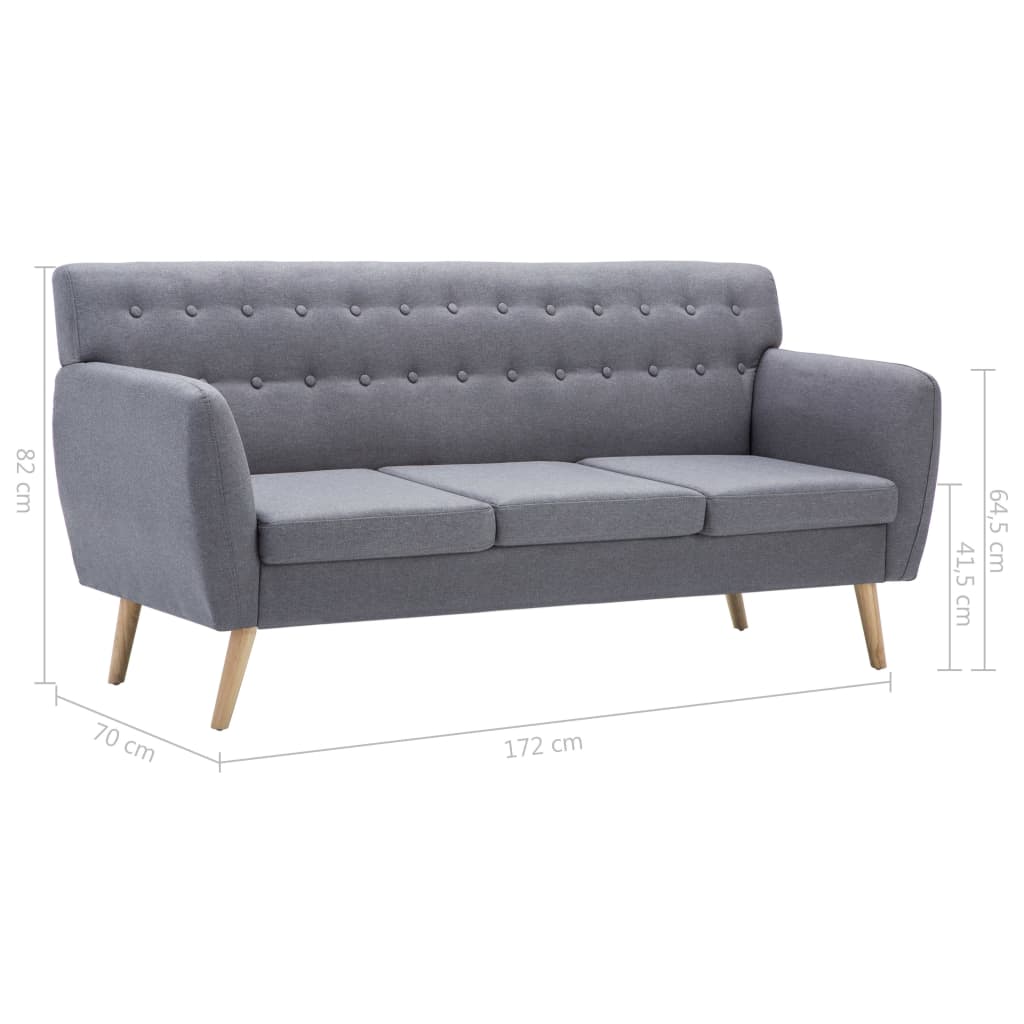 Driezitsbank 172x70x82 cm stof lichtgrijs is nu te koop bij PeponiXL, paradijselijk wonen!