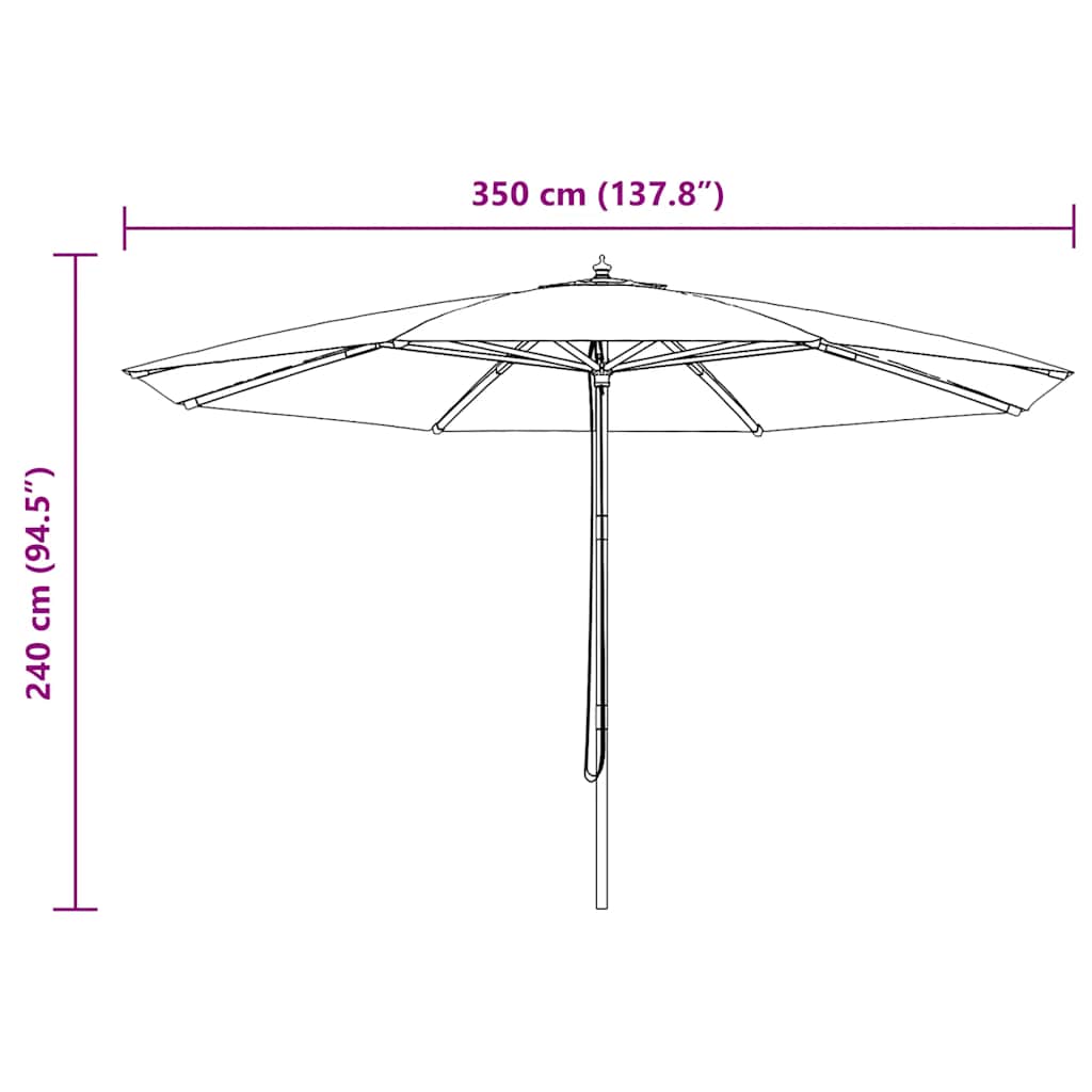 Parasol met houten paal 350 cm antraciet is nu te koop bij PeponiXL, paradijselijk wonen!