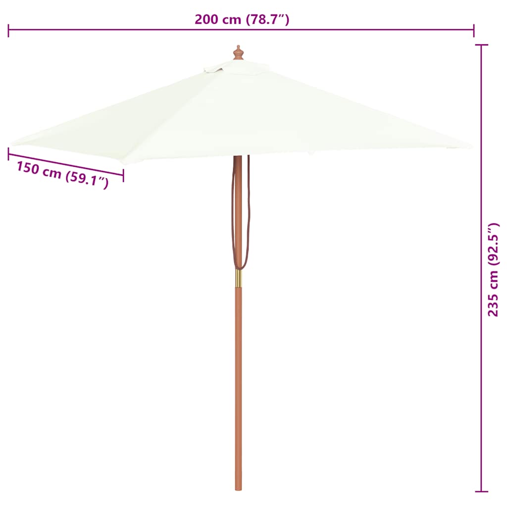 Parasol met houten paal 150x200 cm zandkleurig is nu te koop bij PeponiXL, paradijselijk wonen!