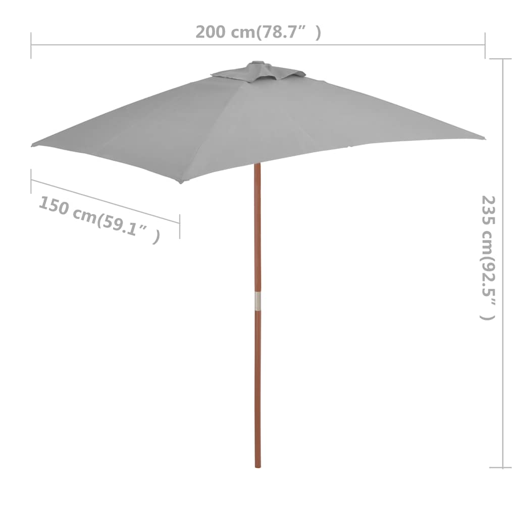 Parasol met houten paal 150x200 cm antraciet is nu te koop bij PeponiXL, paradijselijk wonen!