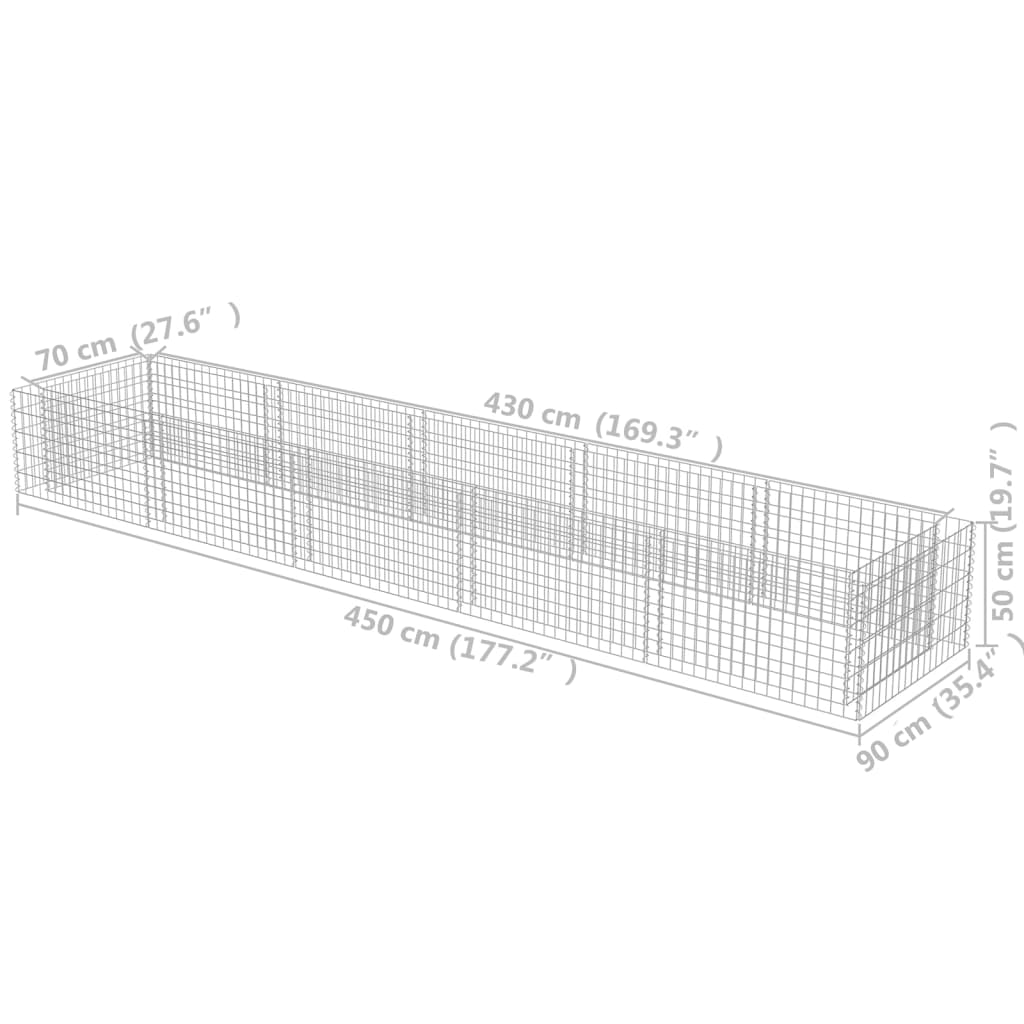 Gabion plantenbak verhoogd 450x90x50 cm gegalvaniseerd staal is nu te koop bij PeponiXL, paradijselijk wonen!