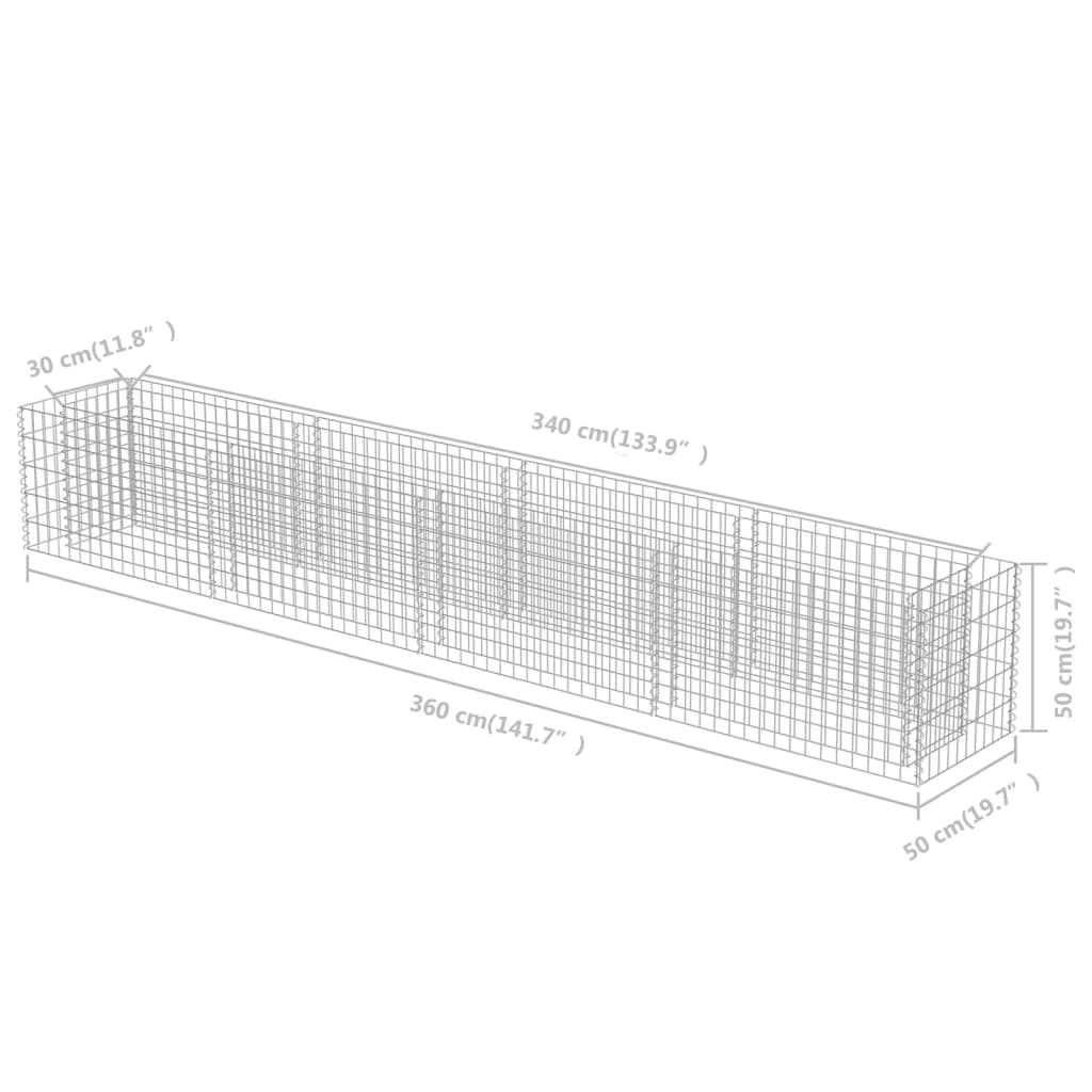 Gabion plantenbak verhoogd 360x50x50 cm gegalvaniseerd staal is nu te koop bij PeponiXL, paradijselijk wonen!