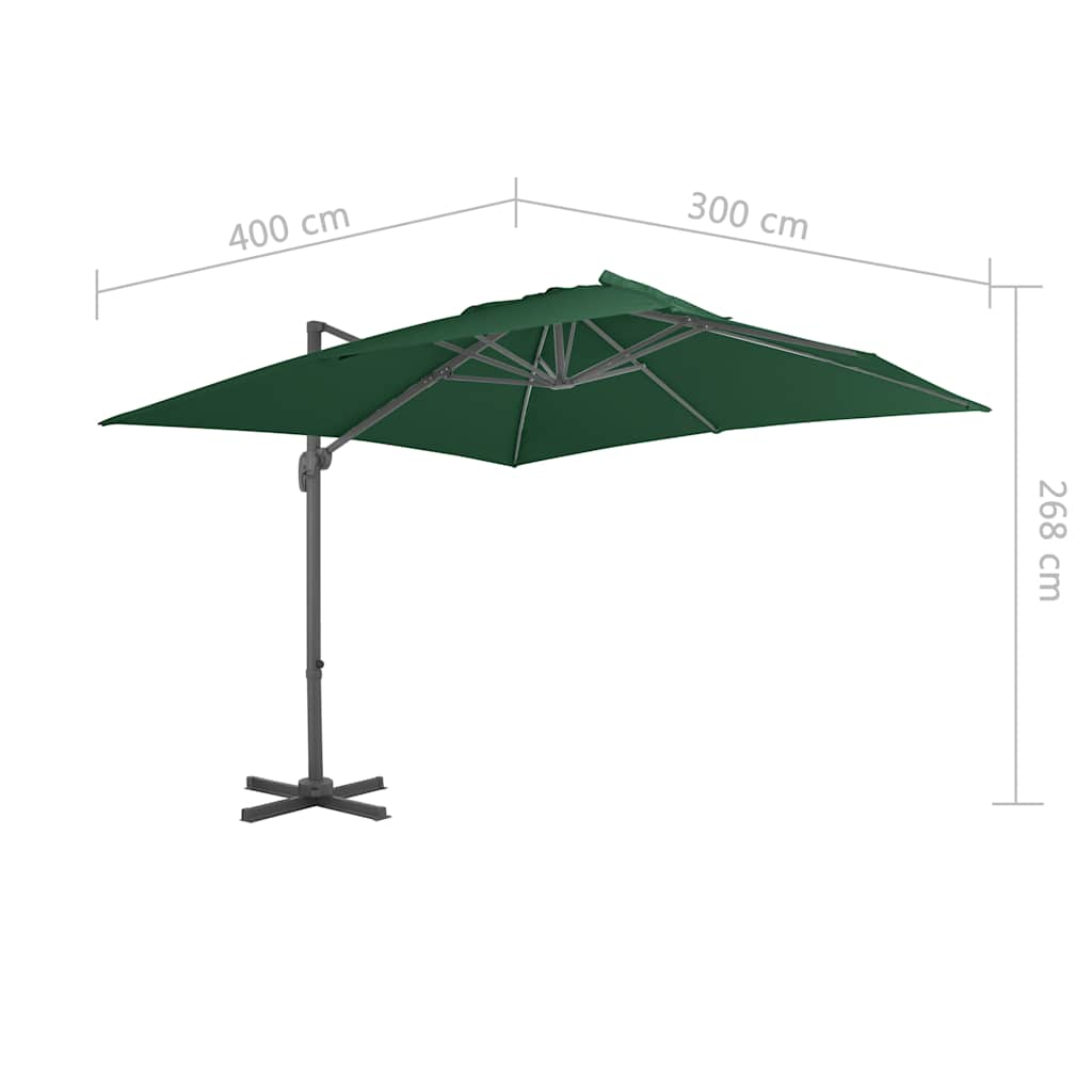 Zweefparasol met aluminium paal 400x300 cm groen is nu te koop bij PeponiXL, paradijselijk wonen!