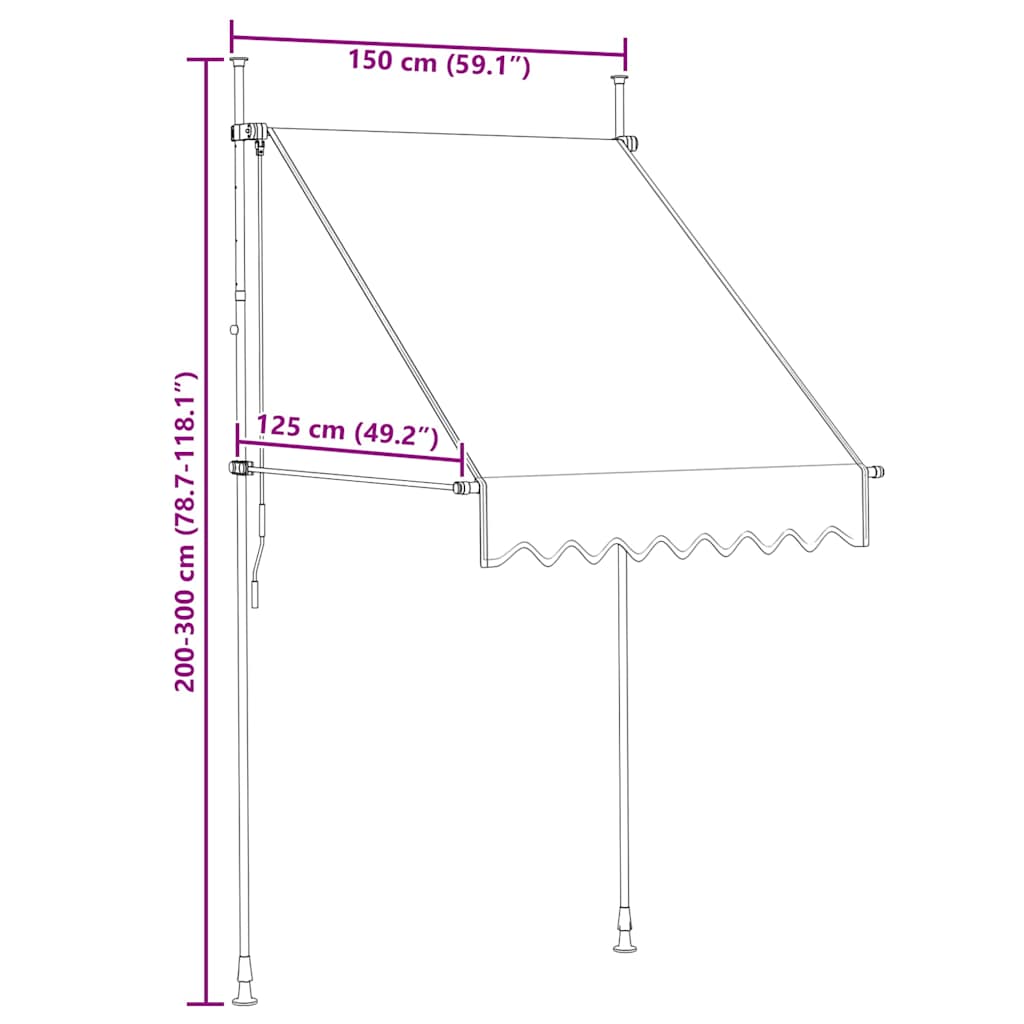 Luifel handmatig uittrekbaar 150 cm antraciet is nu te koop bij PeponiXL, paradijselijk wonen!