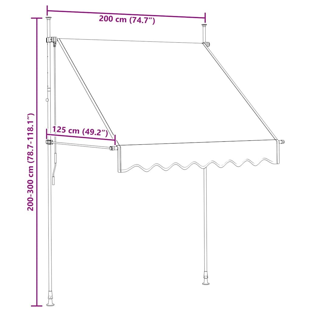 Luifel handmatig uittrekbaar 200 cm antraciet is nu te koop bij PeponiXL, paradijselijk wonen!