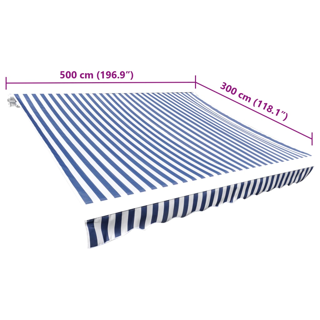 Luifeldoek 5x3 m canvas blauw en wit is nu te koop bij PeponiXL, paradijselijk wonen!