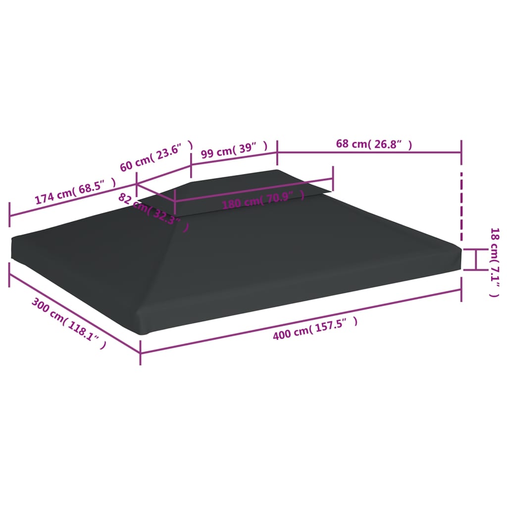 Prieeldak 2-laags 4x3m 310 g/m² antracietkleurig is nu te koop bij PeponiXL, paradijselijk wonen!