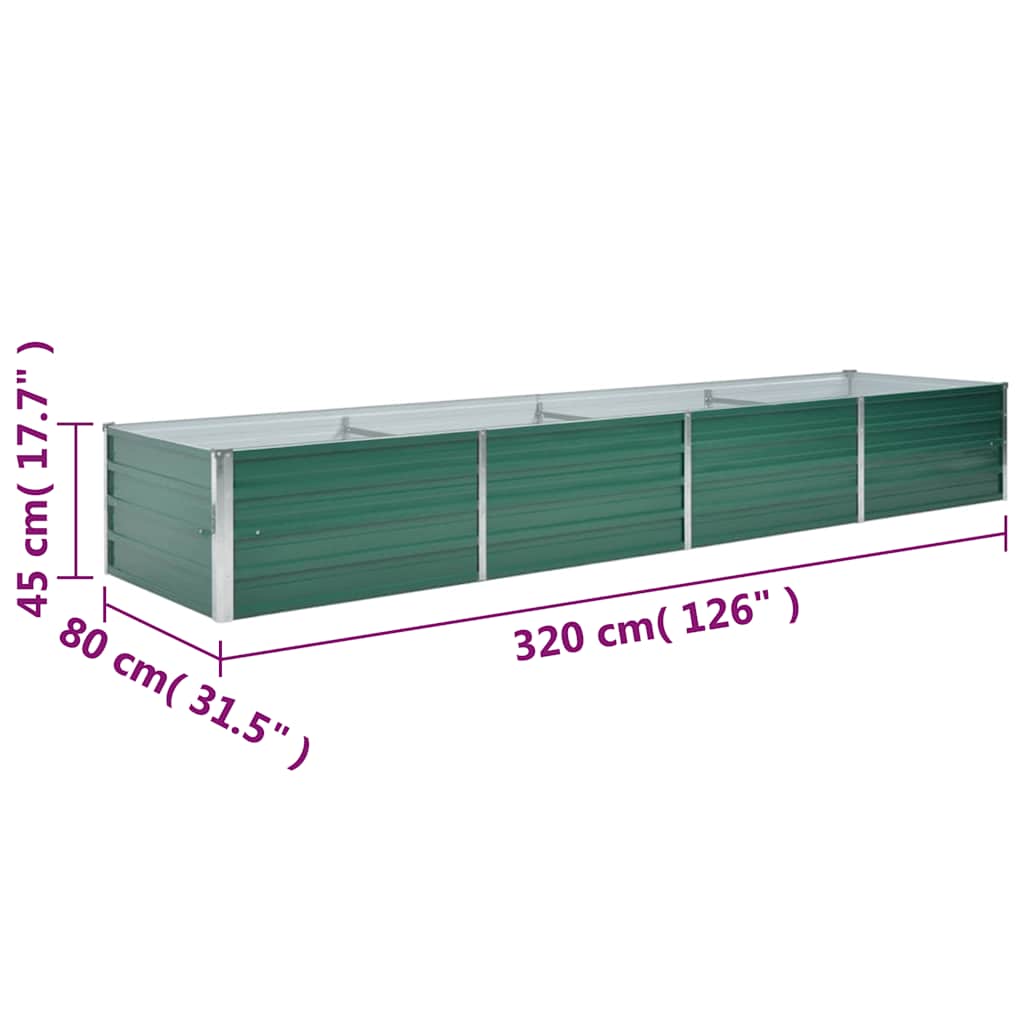 Plantenbak verhoogd 320x80x45 cm gegalvaniseerd staal groen is nu te koop bij PeponiXL, paradijselijk wonen!