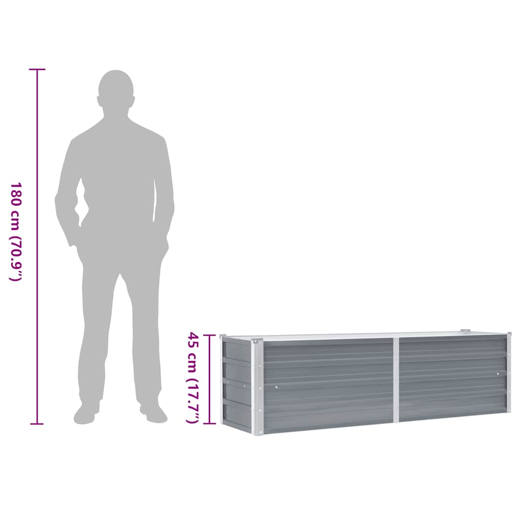 Plantenbak verhoogd 160x40x45 cm gegalvaniseerd staal grijs is nu te koop bij PeponiXL, paradijselijk wonen!