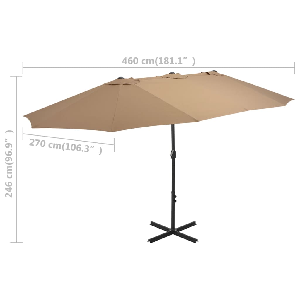Parasol met aluminium paal 460x270 cm taupe is nu te koop bij PeponiXL, paradijselijk wonen!