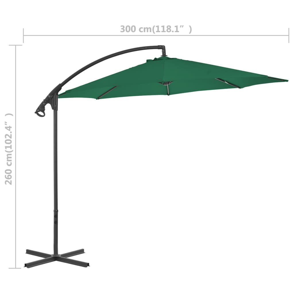 Zweefparasol met stalen paal 300 cm groen is nu te koop bij PeponiXL, paradijselijk wonen!