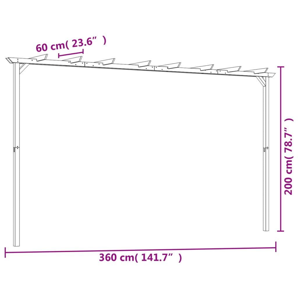 Pergola 360x200x60 cm geïmpregneerd grenenhout is nu te koop bij PeponiXL, paradijselijk wonen!