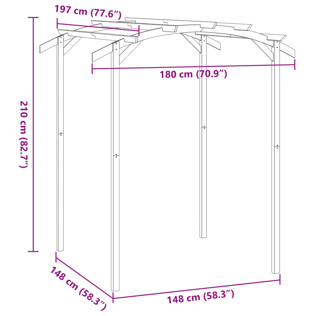 Pergola 180x197x210 cm geïmpregneerd grenenhout is nu te koop bij PeponiXL, paradijselijk wonen!
