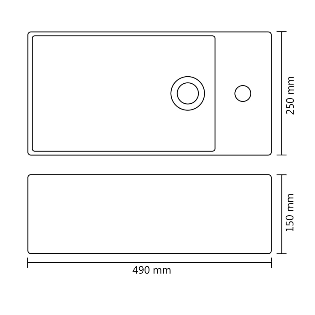 Wastafel met overloop 49x25x15 cm keramiek zilverkleurig is nu te koop bij PeponiXL, paradijselijk wonen!