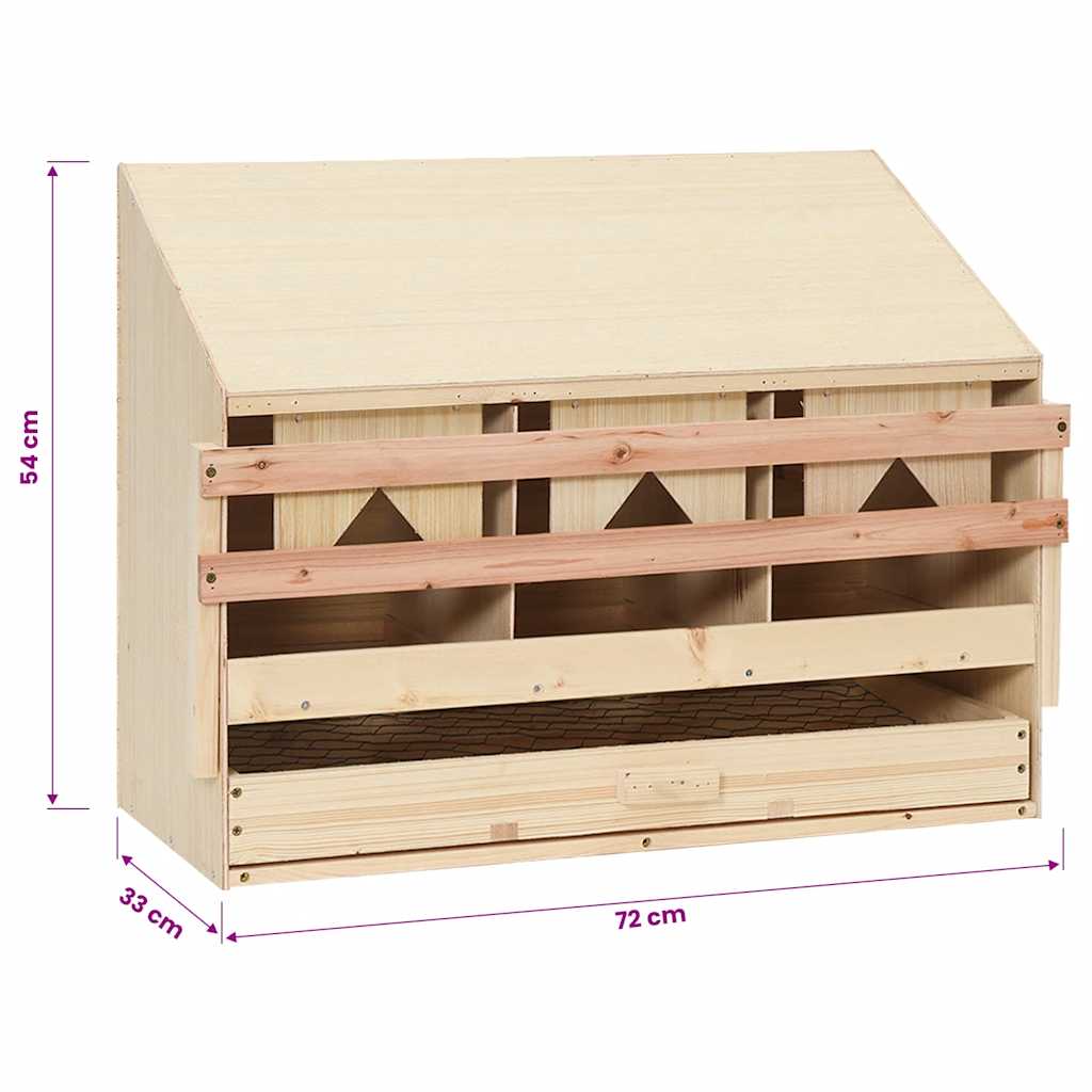 Kippenlegkast 3 compartimenten 72x33x54 cm massief grenenhout is nu te koop bij PeponiXL, paradijselijk wonen!