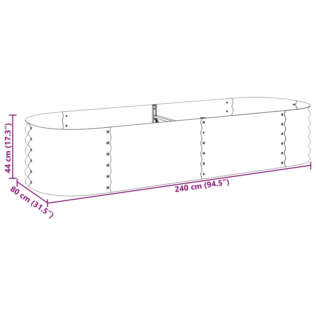 Plantenbak verhoogd 240x80x44 cm gegalvaniseerd staal zilver is nu te koop bij PeponiXL, paradijselijk wonen!