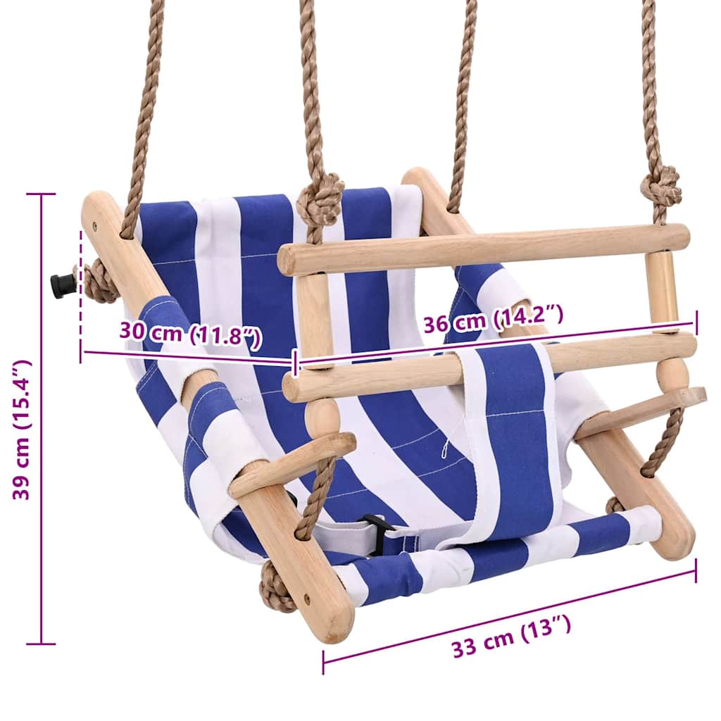 Babyschommel met veiligheidsgordel katoen hout blauw is nu te koop bij PeponiXL, paradijselijk wonen!