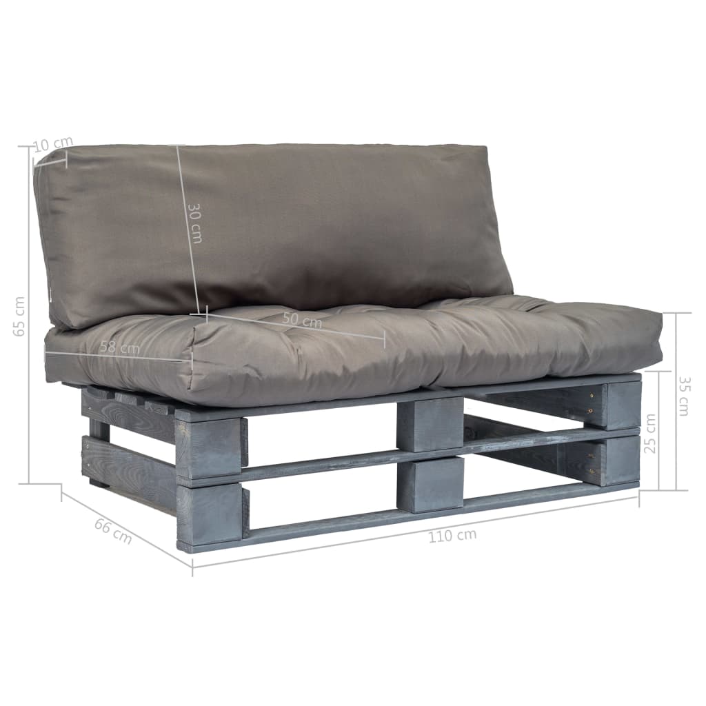 Tuinbank pallet met grijze kussens grenenhout is nu te koop bij PeponiXL, paradijselijk wonen!