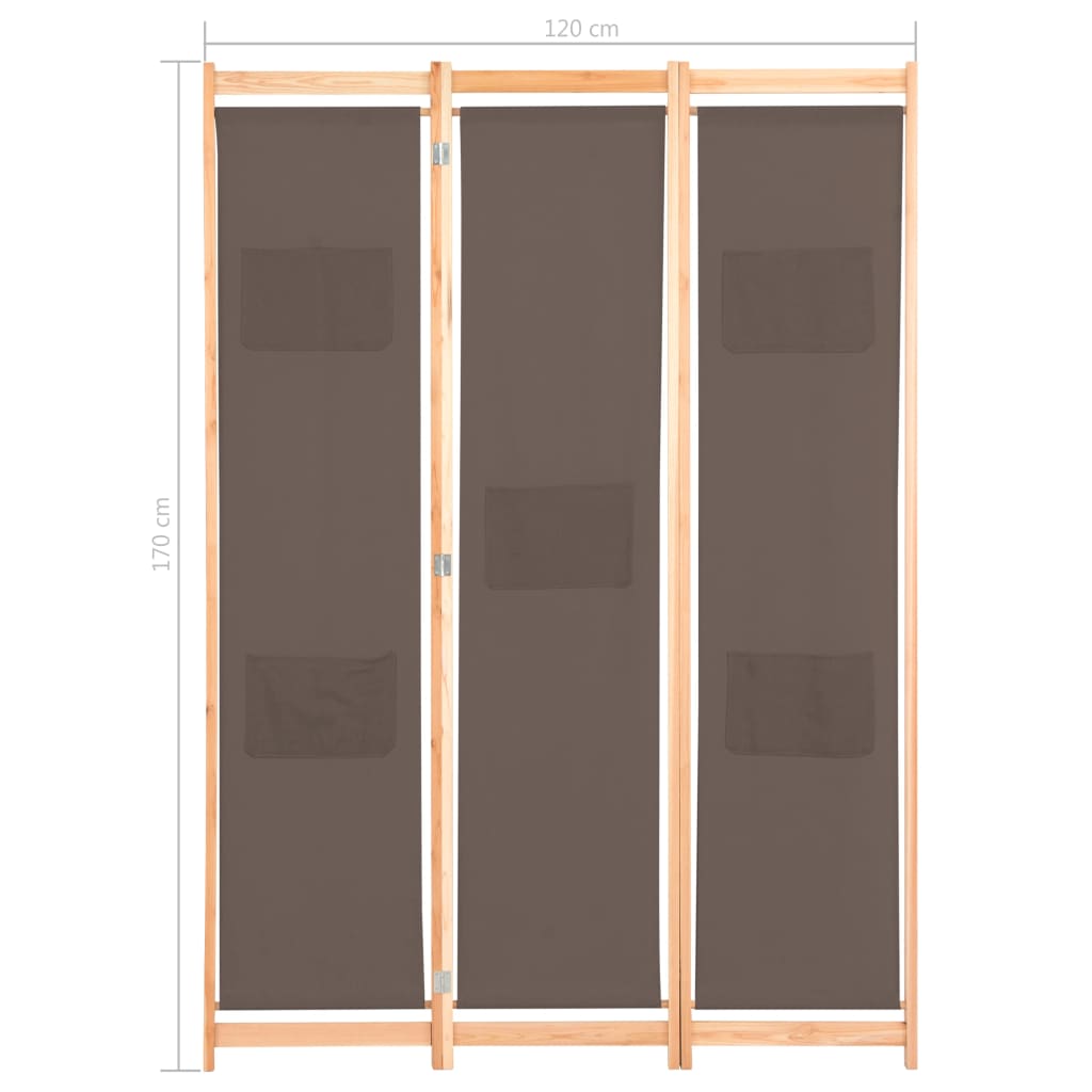 Kamerscherm met 3 panelen 120x170x4 cm stof bruin is nu te koop bij PeponiXL, paradijselijk wonen!