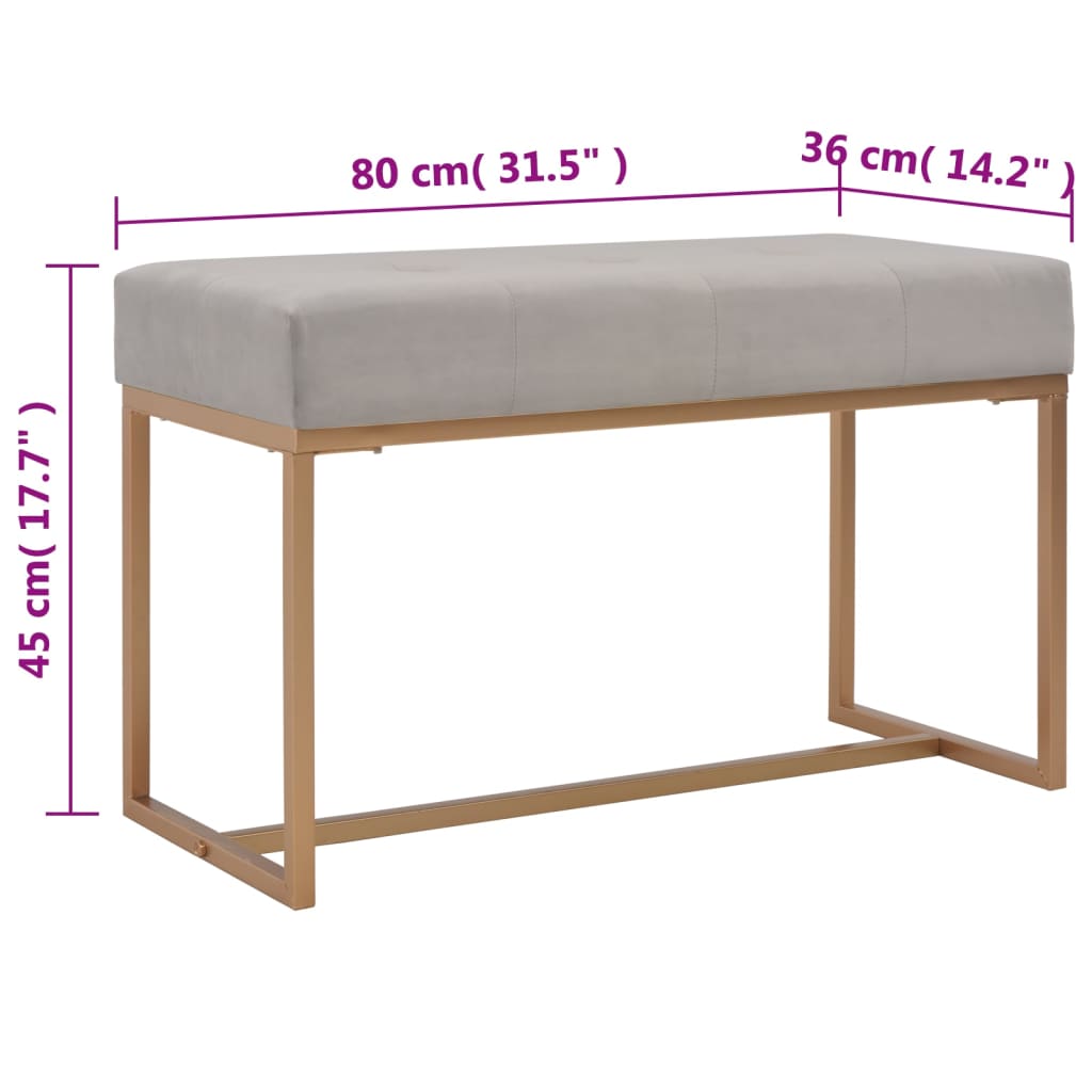 Bankje 80 cm fluweel grijs is nu te koop bij PeponiXL, paradijselijk wonen!
