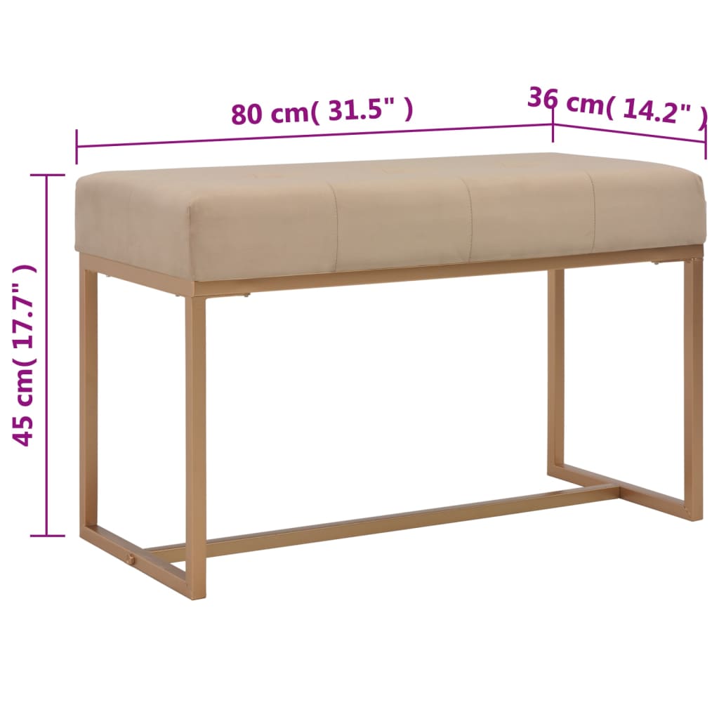 Bankje 80 cm fluweel beige is nu te koop bij PeponiXL, paradijselijk wonen!