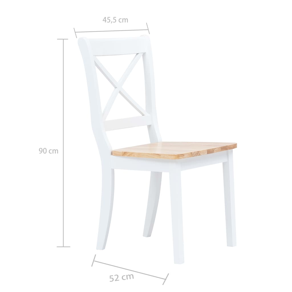 Eetkamerstoelen 4 st massief rubberwood naturel en wit is nu te koop bij PeponiXL, paradijselijk wonen!