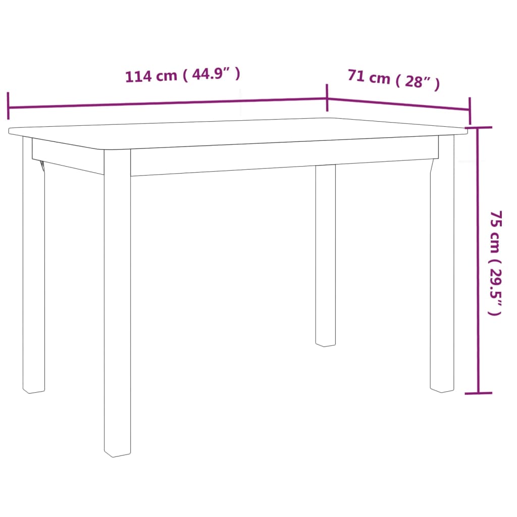Eettafel 114x71x75 cm massief rubberwood wit is nu te koop bij PeponiXL, paradijselijk wonen!