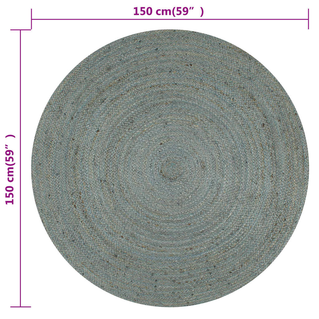 Vloerkleed handgemaakt rond 150 cm jute olijfgroen is nu te koop bij PeponiXL, paradijselijk wonen!