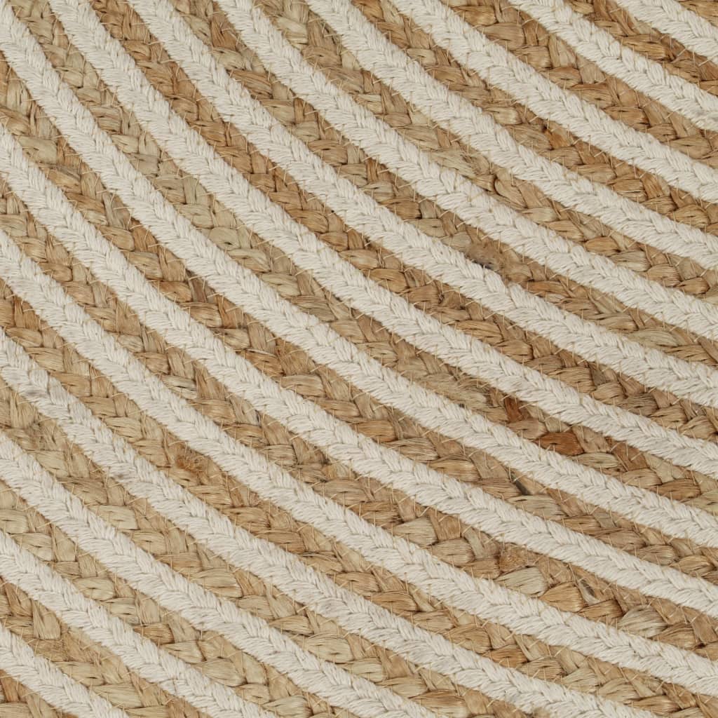 Vloerkleed handgemaakt met spiraal ontwerp 150 cm jute wit is nu te koop bij PeponiXL, paradijselijk wonen!