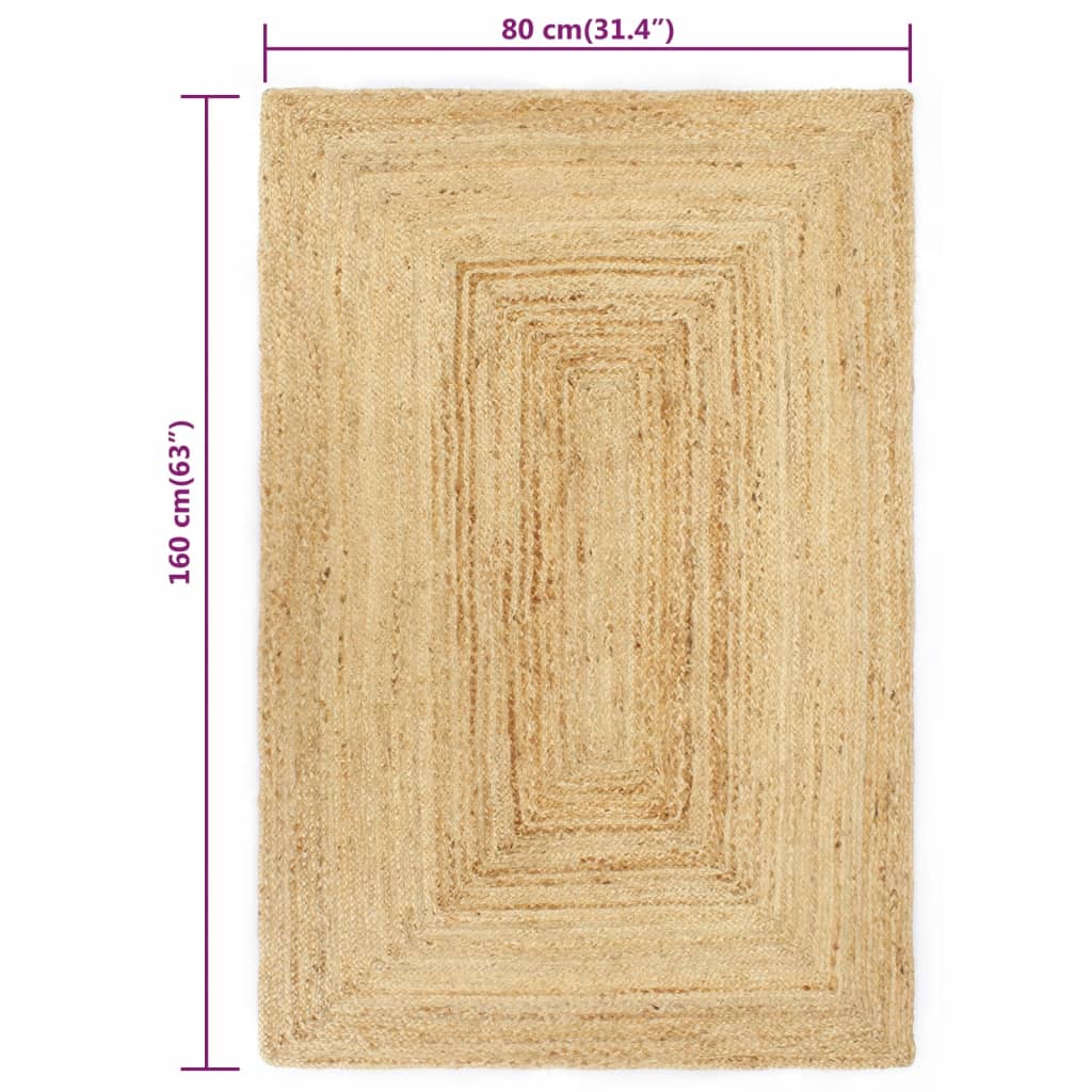 Vloerkleed handgemaakt 80x160 cm jute naturel is nu te koop bij PeponiXL, paradijselijk wonen!