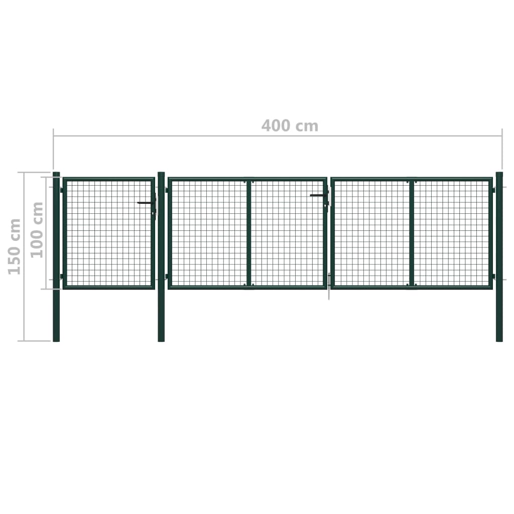 Tuinpoort staal 400x100 cm groen is nu te koop bij PeponiXL, paradijselijk wonen!