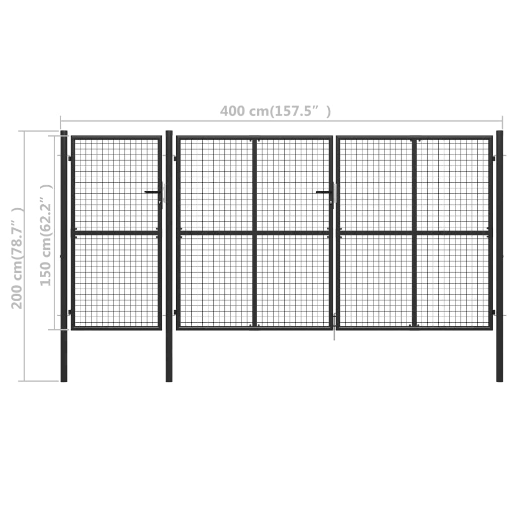 Poort 400x150 cm staal antraciet is nu te koop bij PeponiXL, paradijselijk wonen!