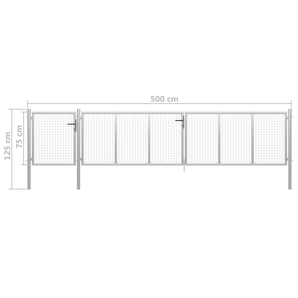 Tuinpoort staal 500x75 cm zilver is nu te koop bij PeponiXL, paradijselijk wonen!