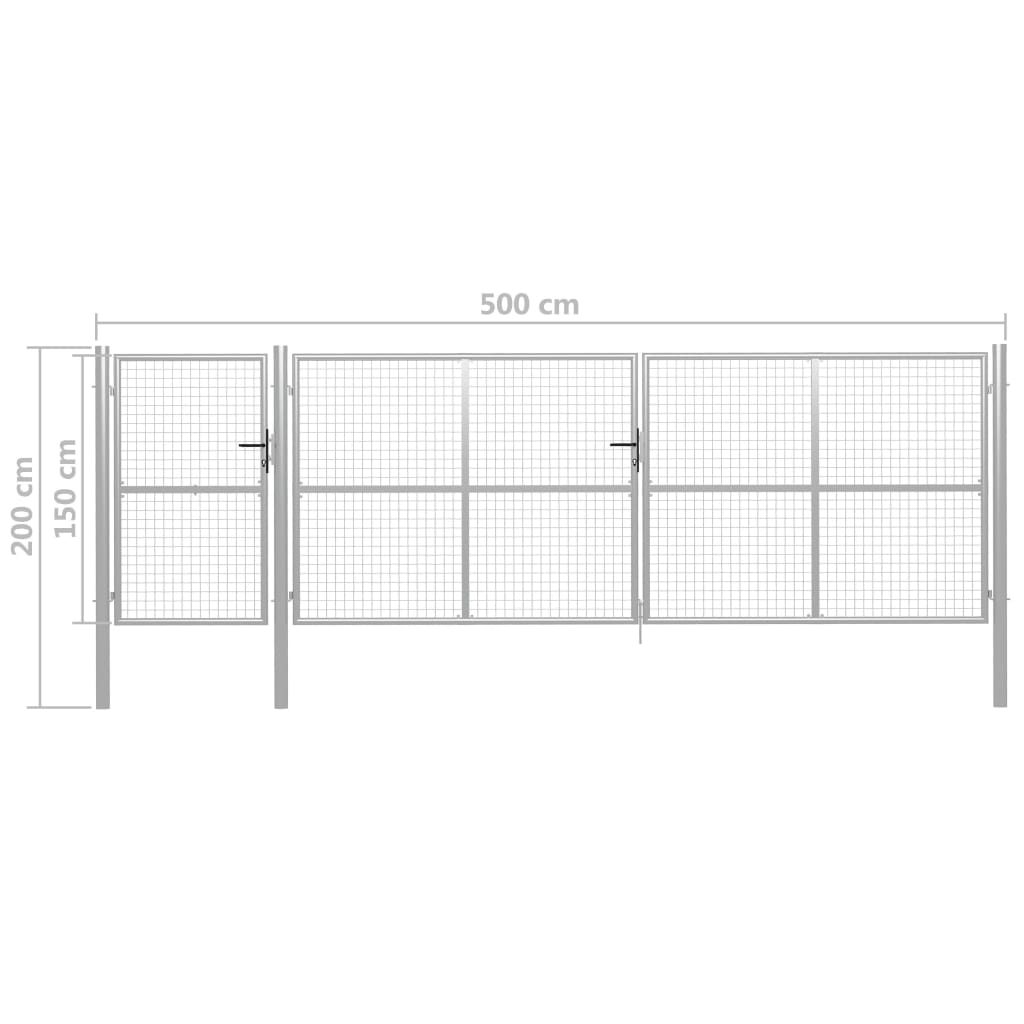 Tuinpoort staal 500x150 cm zilver is nu te koop bij PeponiXL, paradijselijk wonen!