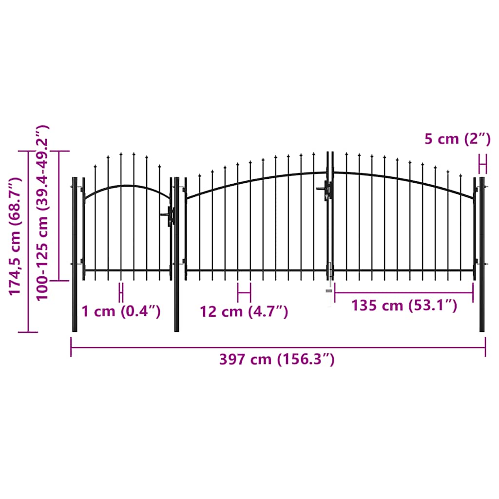 Tuinpoort Woerden staal 1,25x4 m zwart is nu te koop bij PeponiXL, paradijselijk wonen!