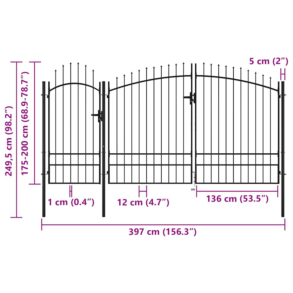 Tuinpoort Woerden staal 1,95x4 m zwart is nu te koop bij PeponiXL, paradijselijk wonen!