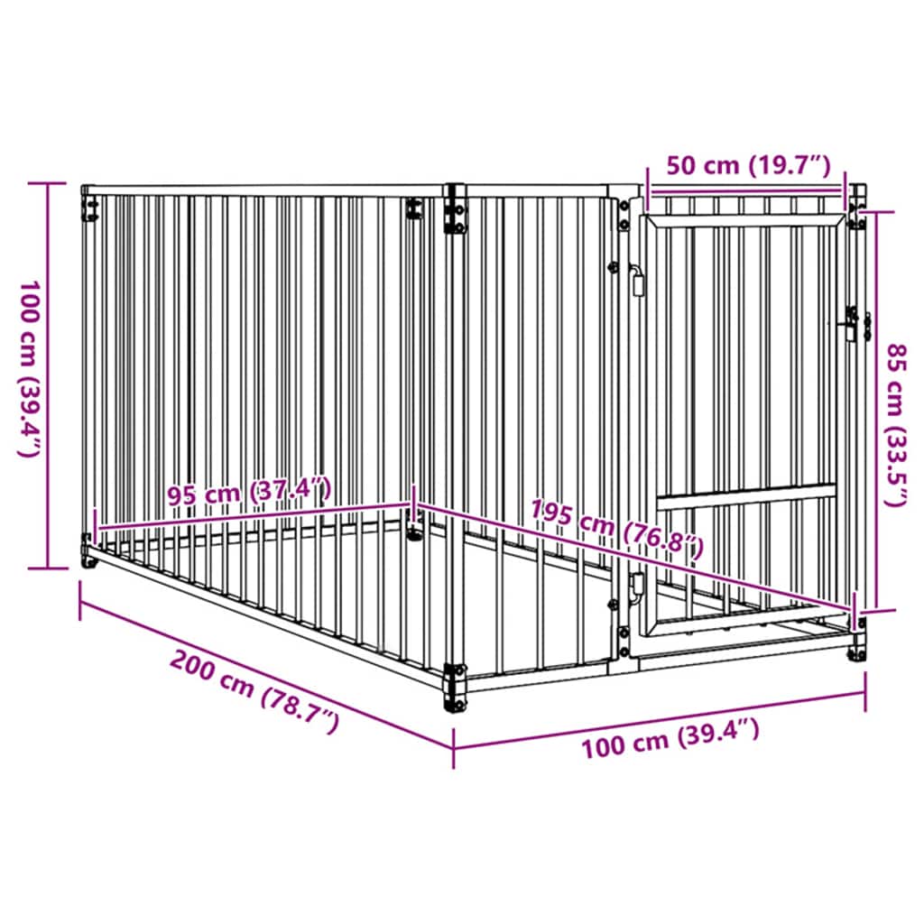 Hondenkennel voor buiten 100x200x100 cm is nu te koop bij PeponiXL, paradijselijk wonen!