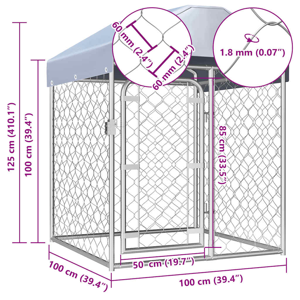Hondenkennel voor buiten met dak 100x100x125 cm is nu te koop bij PeponiXL, paradijselijk wonen!