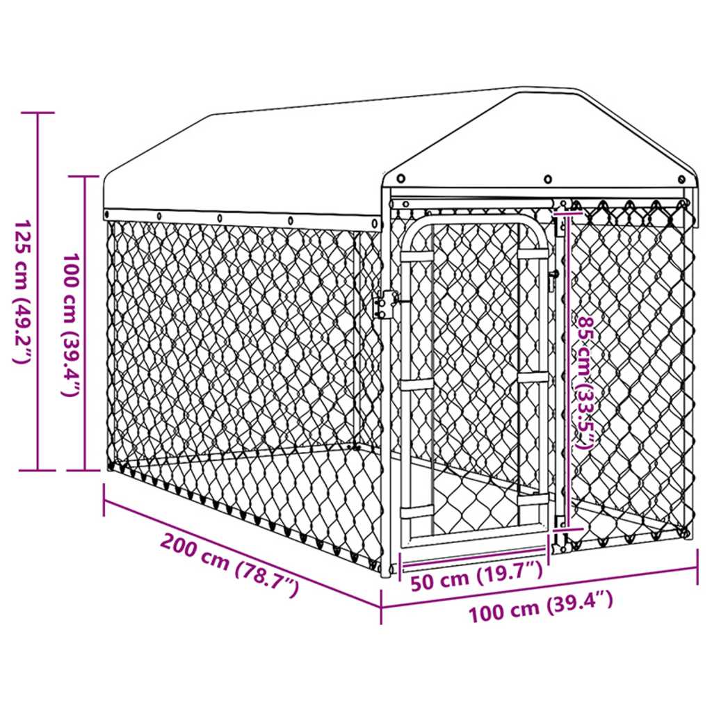 Hondenkennel voor buiten met dak 200x100x125 cm is nu te koop bij PeponiXL, paradijselijk wonen!