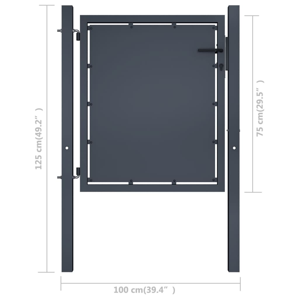 Tuinpoort staal 100x75 cm antraciet is nu te koop bij PeponiXL, paradijselijk wonen!