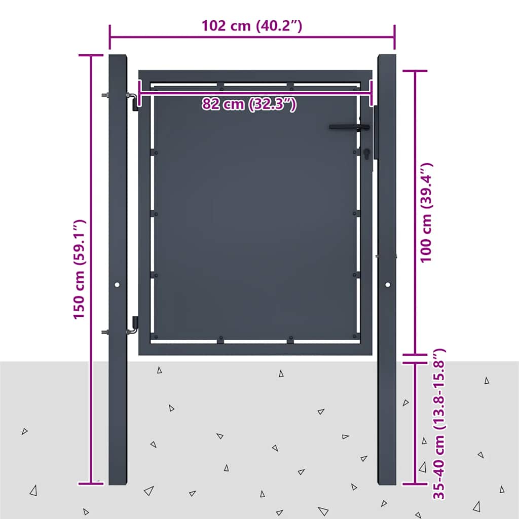 Tuinpoort staal 100x100 cm antraciet is nu te koop bij PeponiXL, paradijselijk wonen!